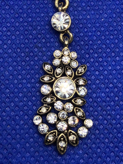 Designer carolee gold tone rhinestone Y-Drop statement necklace