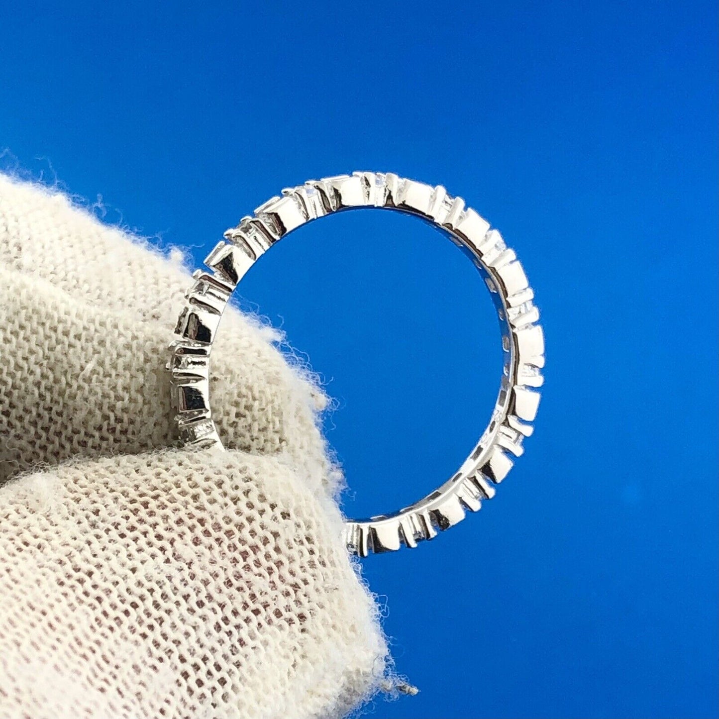 Designer YGI Sterling Silver 925 Channel Set CZ Band Ring Size 6