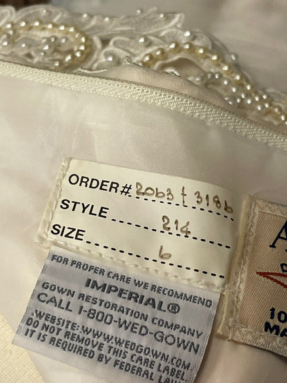 Avine Perucci St. Pucchi Bridal Dress Gown 100% Silk Size 6