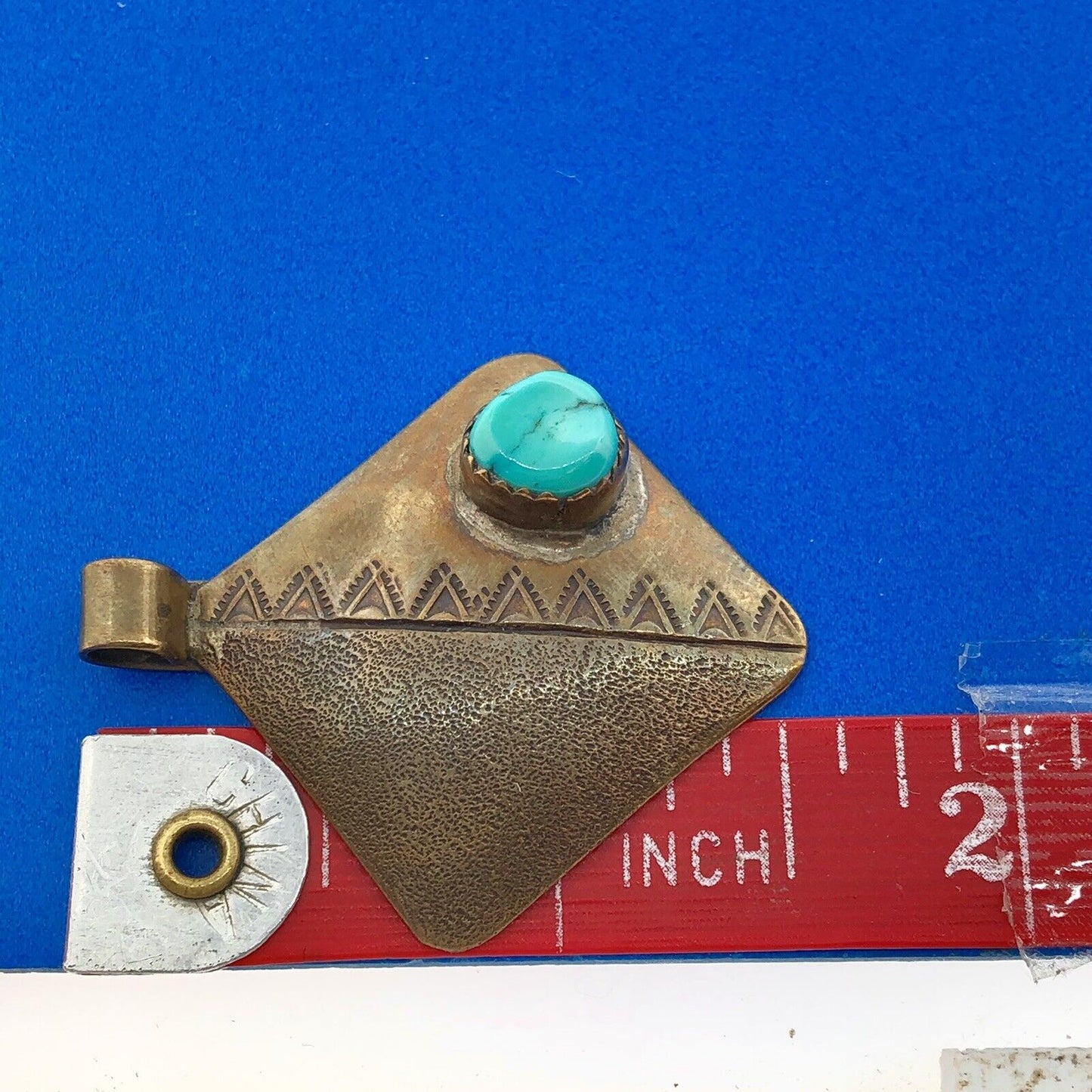 Designer Bah Hayes Silver Plated Native American Chunky Turquoise Pendant