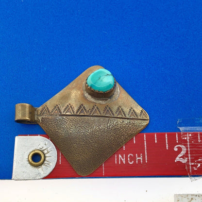 Designer Bah Hayes Silver Plated Native American Chunky Turquoise Pendant