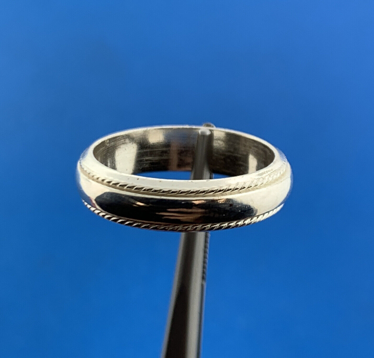 Designer SU 925 Sterling Silver 5 MM Polished Textured Wedding Cigar Band Ring