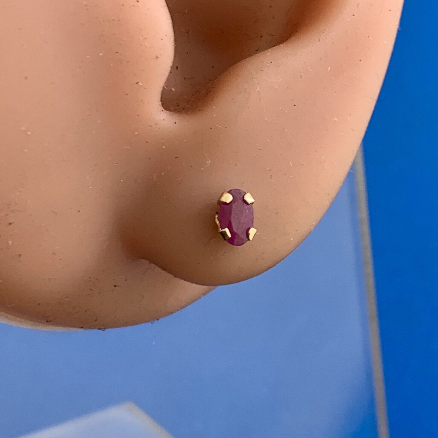 Designer 14K Yellow Gold Oval Ruby Stud Earrings