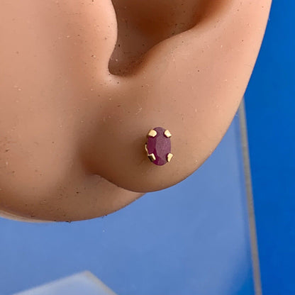 Designer 14K Yellow Gold Oval Ruby Stud Earrings
