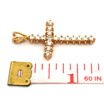 Designer 925 Sterling Silver Vermeil Cubic Zirconia CZ Cluster Cross Pendant