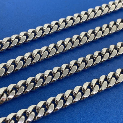 Designer ALI 10K White Gold Miami Cuban Link Unisex Chain Necklace