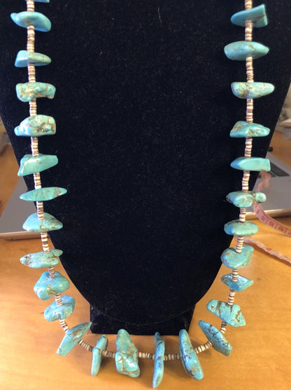 Vintage Artisan Natural Turquoise Chunky Beads Agate Bead Statement Necklace