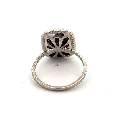 Designer A 925 Sterling Silver Round Diamond Pave Rectangle Anniversary Ring