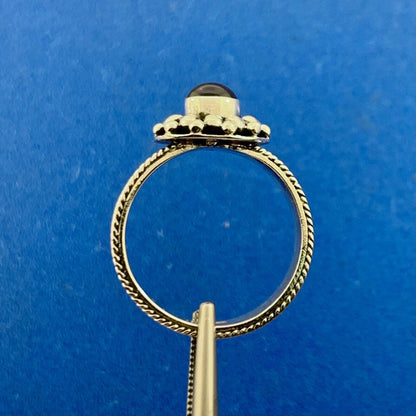 Unique 925 Sterling Silver Blue Glass Stone Round Cocktail Size 6.5 Ring