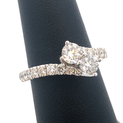 Zales 14K White Gold Diamond Duo Bypass Accented Engagement Promise Wedding Ring