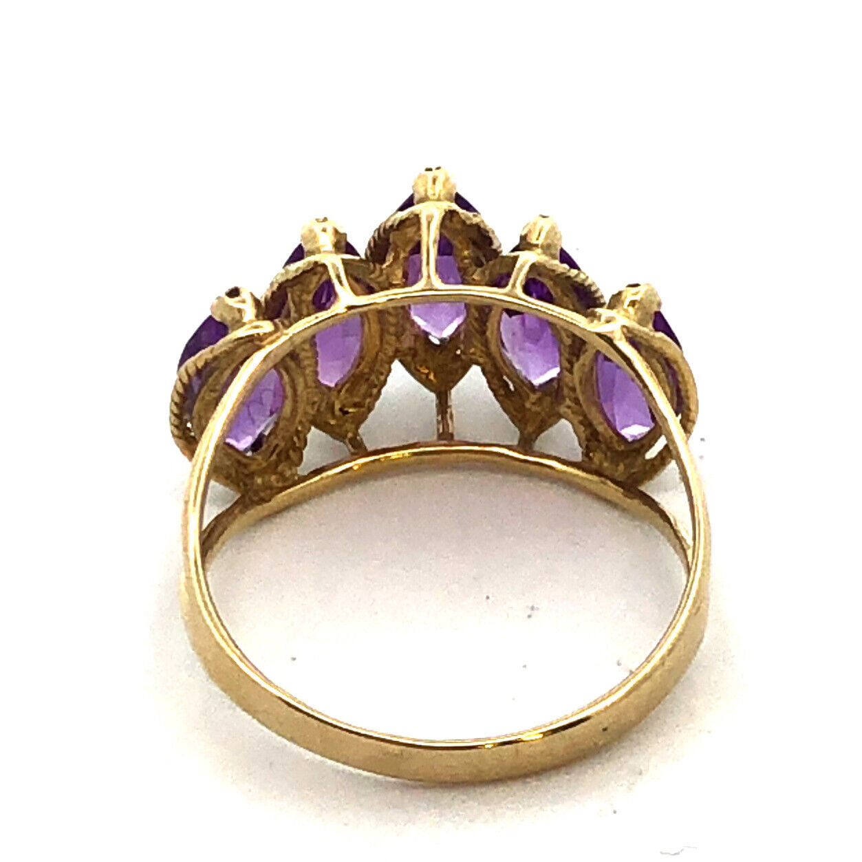 Vintage 14K Yellow Gold Marquise Amethyst Statement Ring