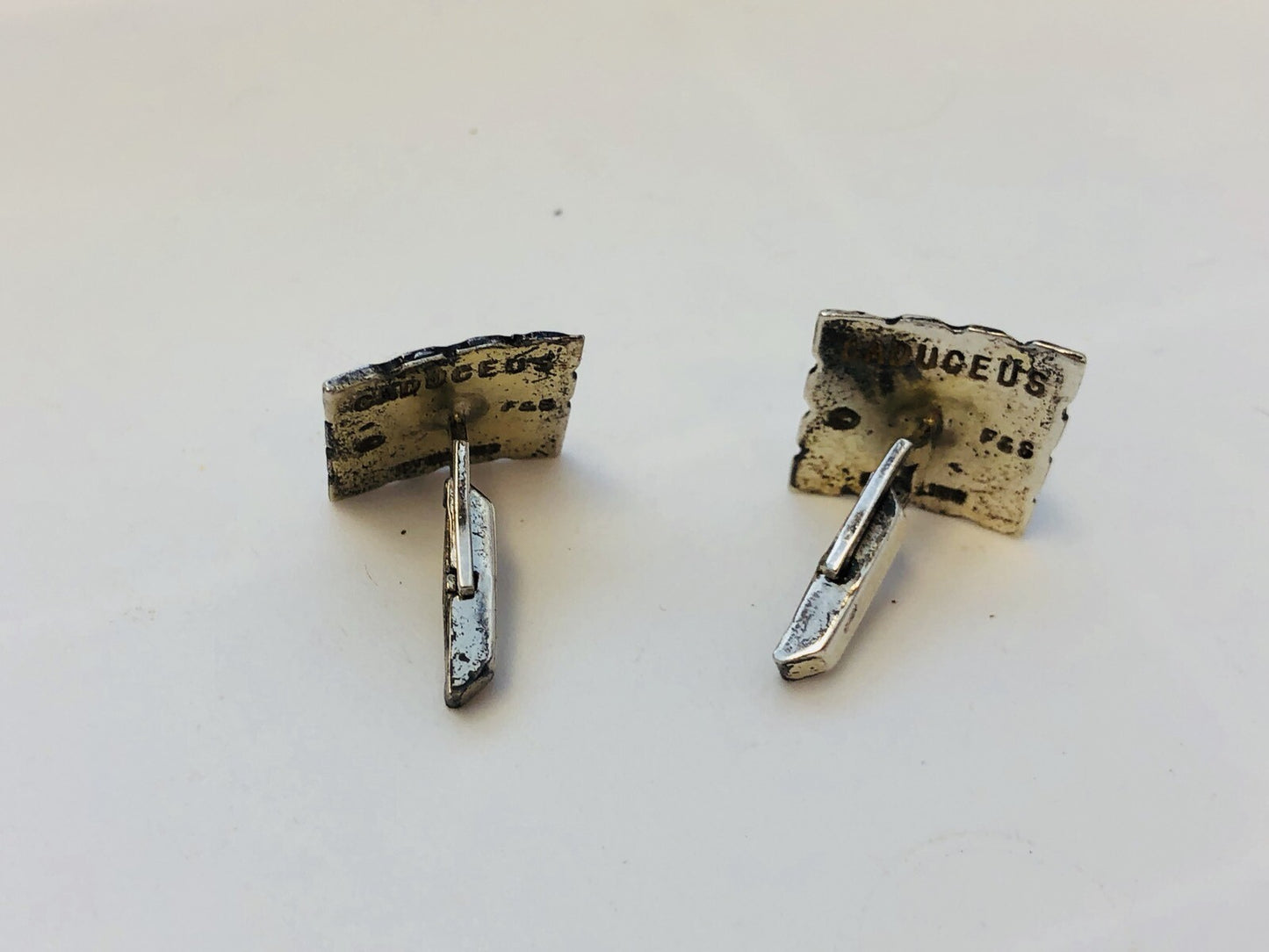 Vintage Sterling Silver Fenwick & Sailors Cadueces Doctor Medical Cuff Links