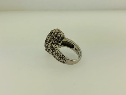 Judith Ripka JR Sterling Silver 925 Diamonique CZ Oval Textured Statement Ring