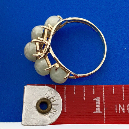 Vintage Designer SANUK 14K Yellow Gold Jade Jadeite Waterfall Dome Ring