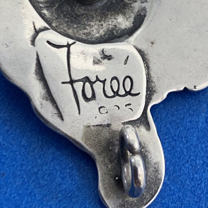 Vintage Foree 925 Sterling Silver Floral Scroll Engravable Stud Drop Earrings