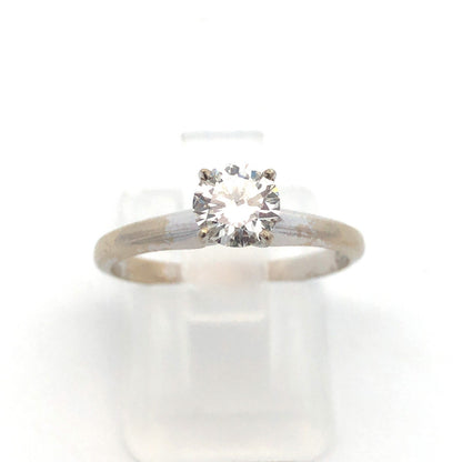 Designer 14K White Gold Round Diamond Solitaire Size 6.75 Engagement Ring