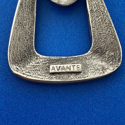 AVANTE Silver Tone Geometric Modernist Door Knocker Pierced Dangle Earrings