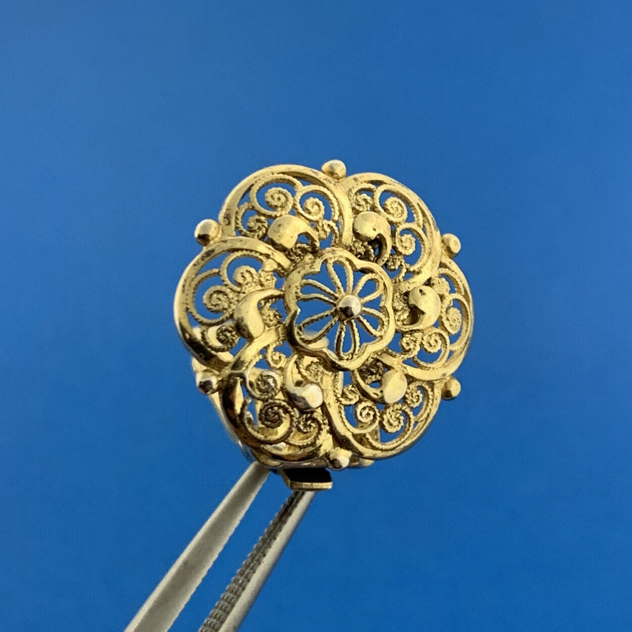 Mid Century Alice Caviness Germany Sterling Silver Vermeil Filigree Earrings