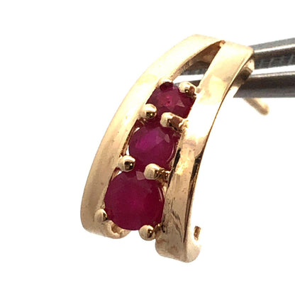 Designer Mexico 14K Yellow Gold Round Ruby Drop Stud Earrings