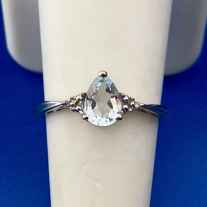 Designer 10K White Gold Blue Tourmaline Diamond Anniversary Cocktail Ring