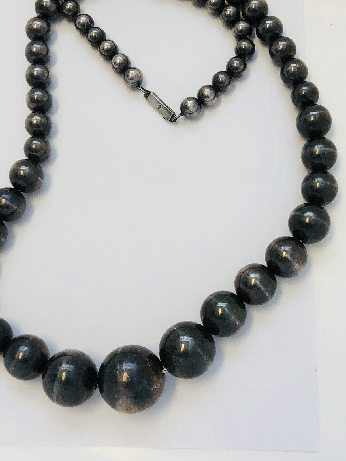 Vintage Taxco Mexico 925 Sterling Silver Graduated Ball Bead Statement Necklace