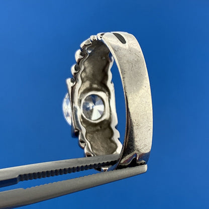 Designer 925 Sterling Silver White Amethyst Solitaire Floral Scroll Ring