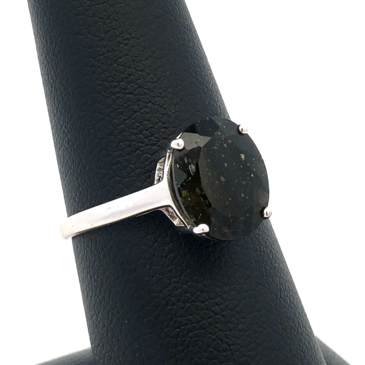 Designer TGGC 925 Sterling Silver Oval Green Tourmaline Solitaire Ring