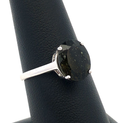 Designer TGGC 925 Sterling Silver Oval Green Tourmaline Solitaire Ring