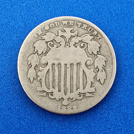 1882 P Shield Nickel Variety 2 Scarce Rare Better Key Philadelphia Mint Coin