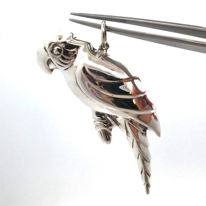 925 Sterling Silver Parrot Macaw Cockatoo Bird Statement Pendant