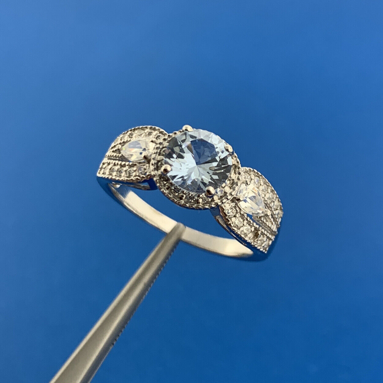 Silpada Sterling Silver Iolite Solitaire Cubic Zirconia Accented Statement Ring