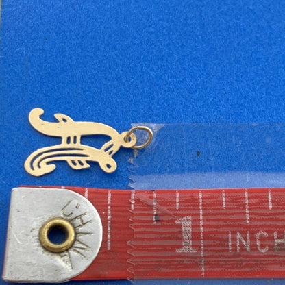 Designer 14K Yellow Gold Letter A Initial Monogram Script Charm Pendant