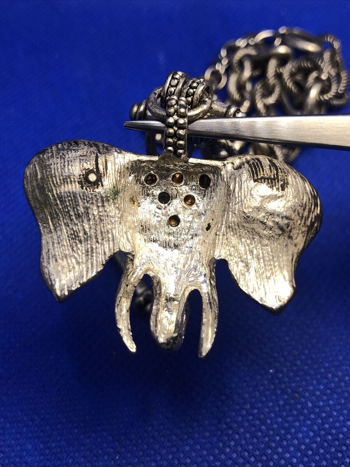 Silver-Tone Rhinestone Gop Go Alabama Elephant Statement Necklace