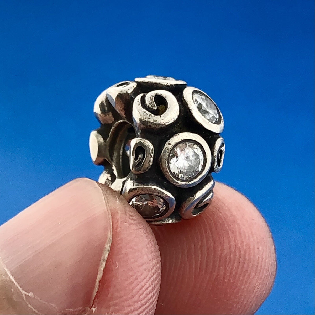 Retired Pandora Sterling Silver 925 ALE Primrose Path White CZ Spacer Charm