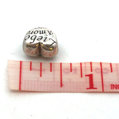 Retired PANDORA 925 Sterling Silver Language of Love Amore Heart Charm 791111