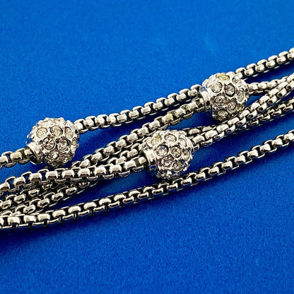 Ladies Silver Gold Tone Cubic Zirconia CZ Ball Station 5 Strand Fashion Bracelet