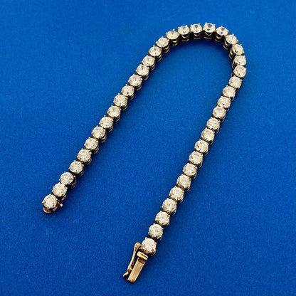 Designer 14K Yellow Gold Cubic Zirconia CZ Statement Tennis Bracelet