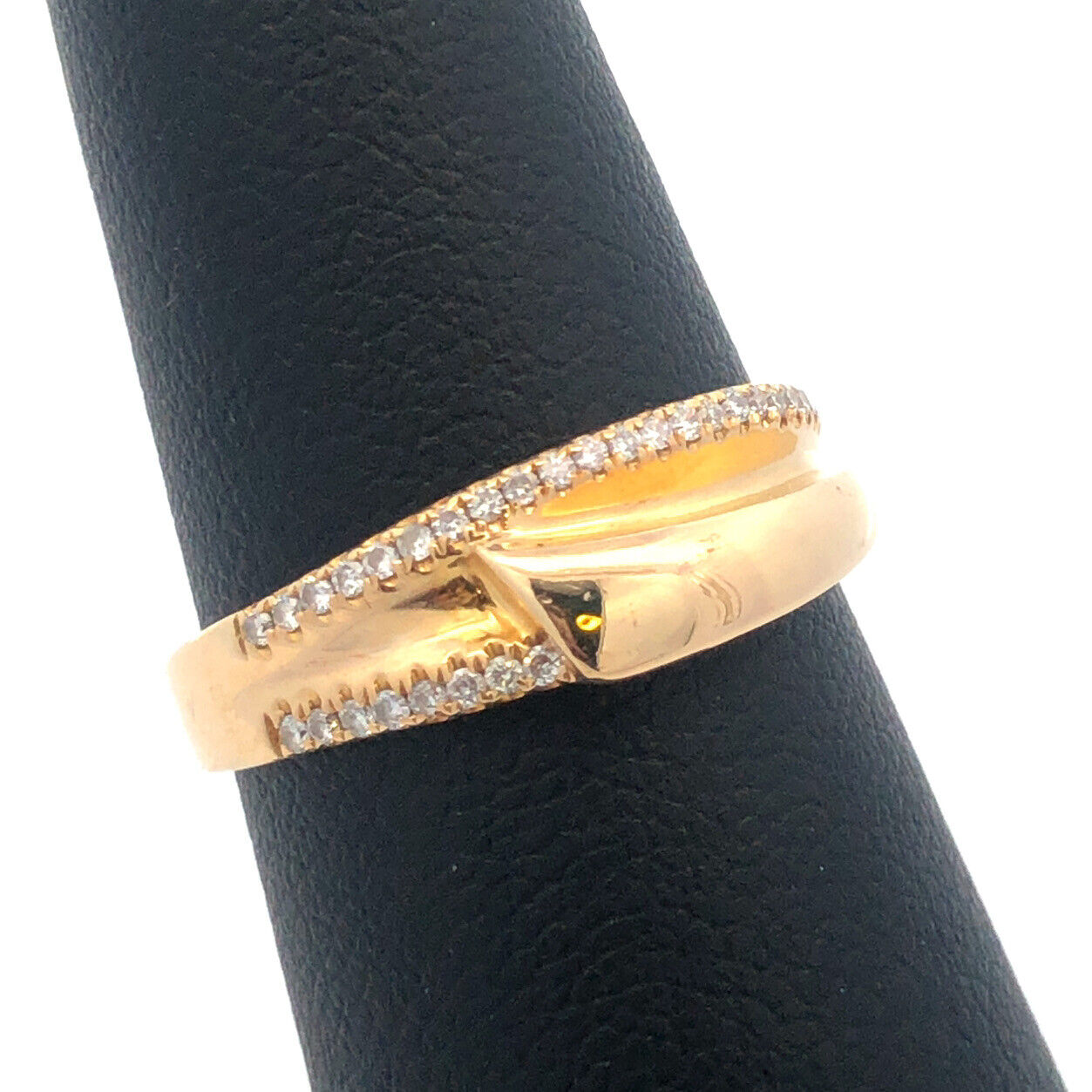Designer 14K Yellow Gold Diamond Modernist Wedding Bridal Anniversary Band Ring