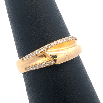 Designer 14K Yellow Gold Diamond Modernist Wedding Bridal Anniversary Band Ring