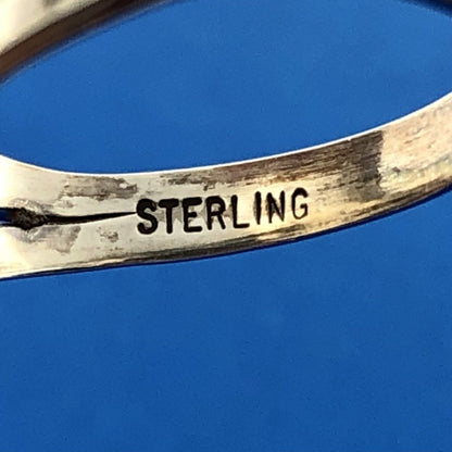 Native American Artisan Signed DG 925 Sterling Silver Turquoise Feather Ring