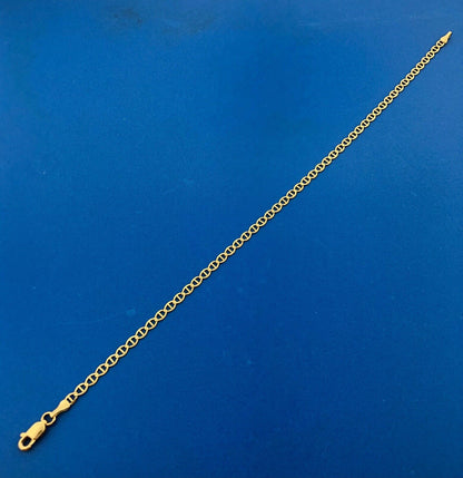 10k Yellow Gold Oval Link Variation 9.25" Lobster Claw Chain Bracelet Anklet