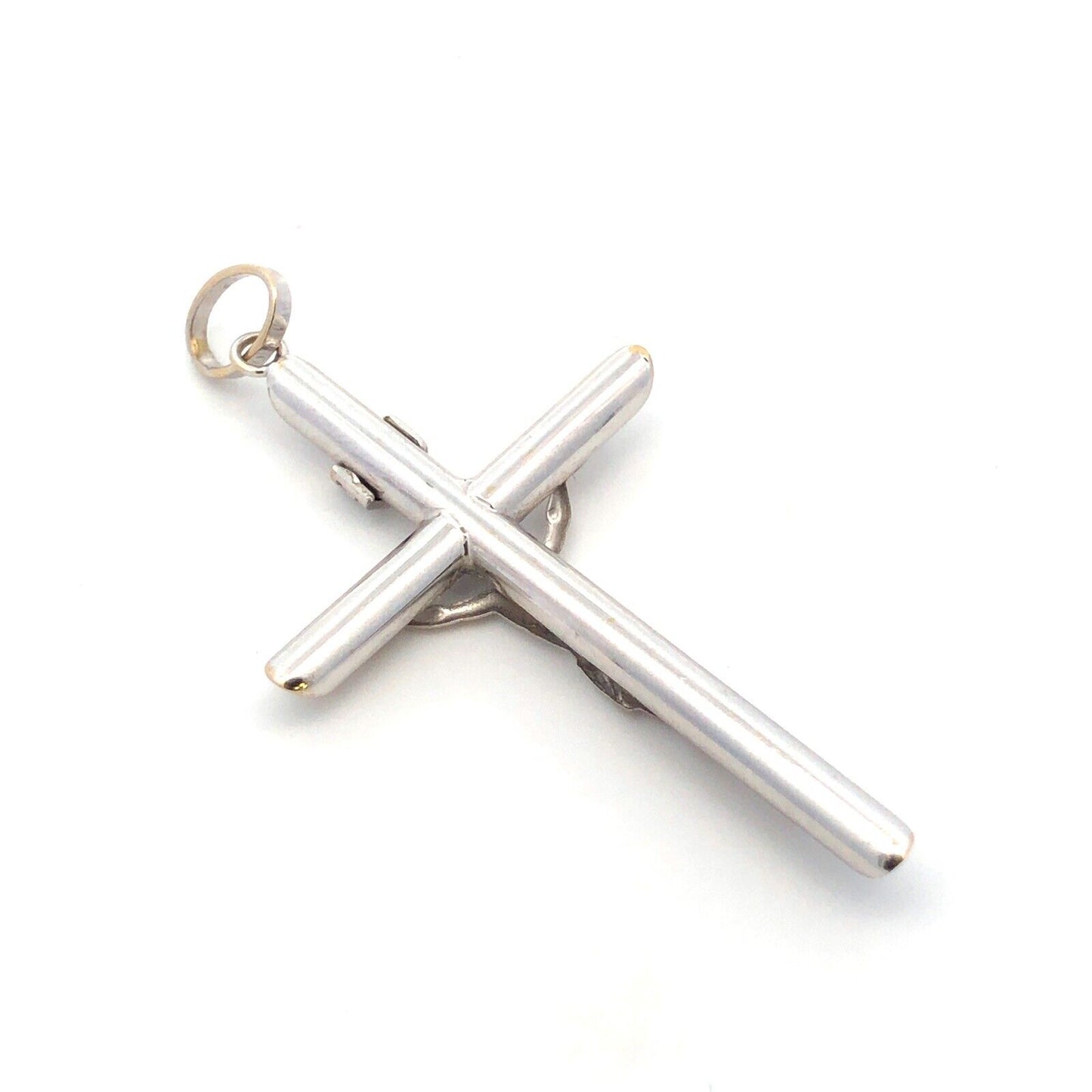 18K White Gold Polished Jesus Crucifix Religious Statement Cross Pendant