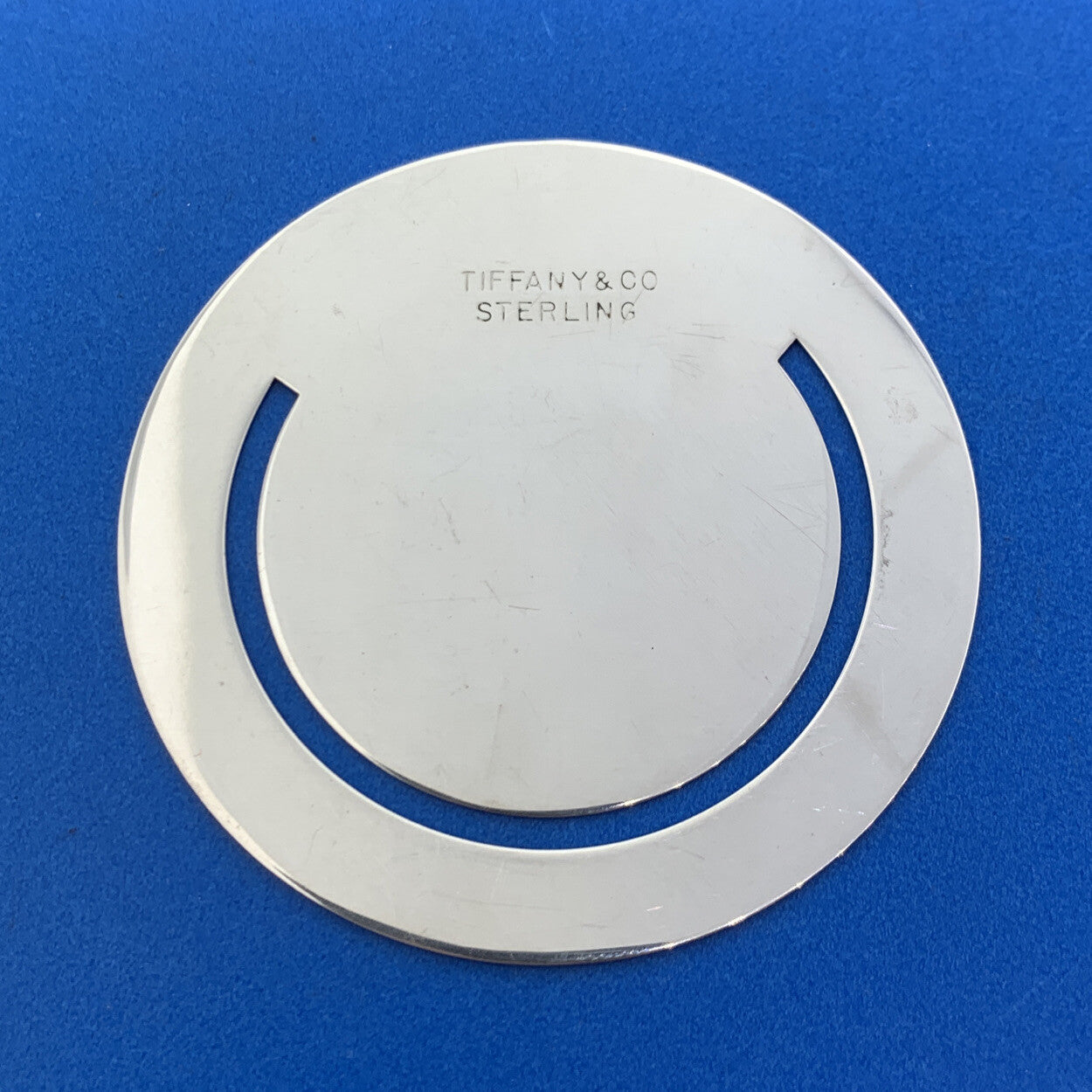 Vintage Tiffany & Co 925 Sterling Silver Round Disc  Engravable Bookmark