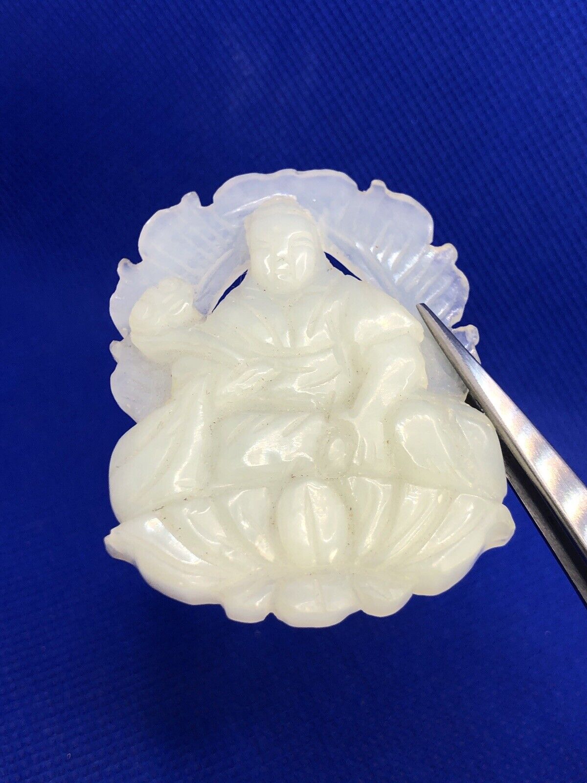 Green Jade Carved Buddha Good Luck Prosperity Statement Pendant