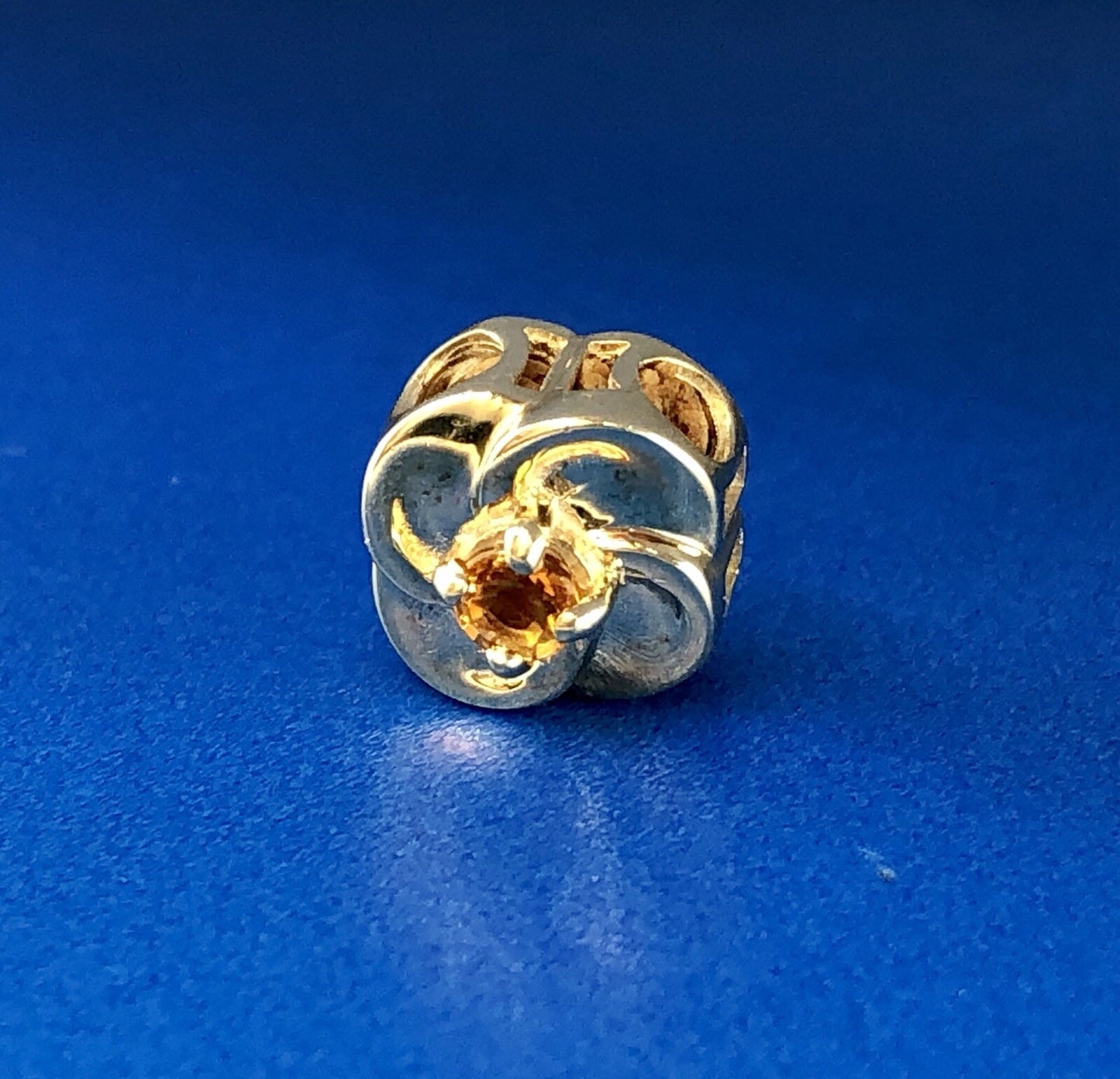 Designer DDH 10K Yellow Gold Citrine Flower November Slide Bracelet Charm