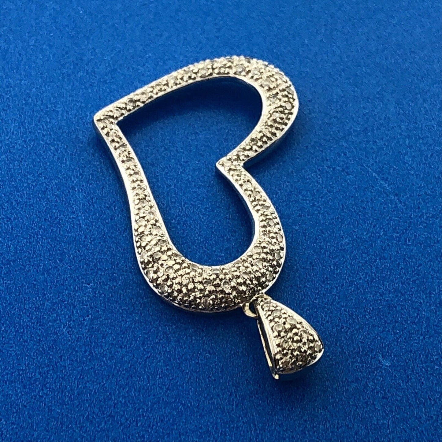 Designer 14K White Gold Diamond Modernist Heart Anniversary Valentine Pendant