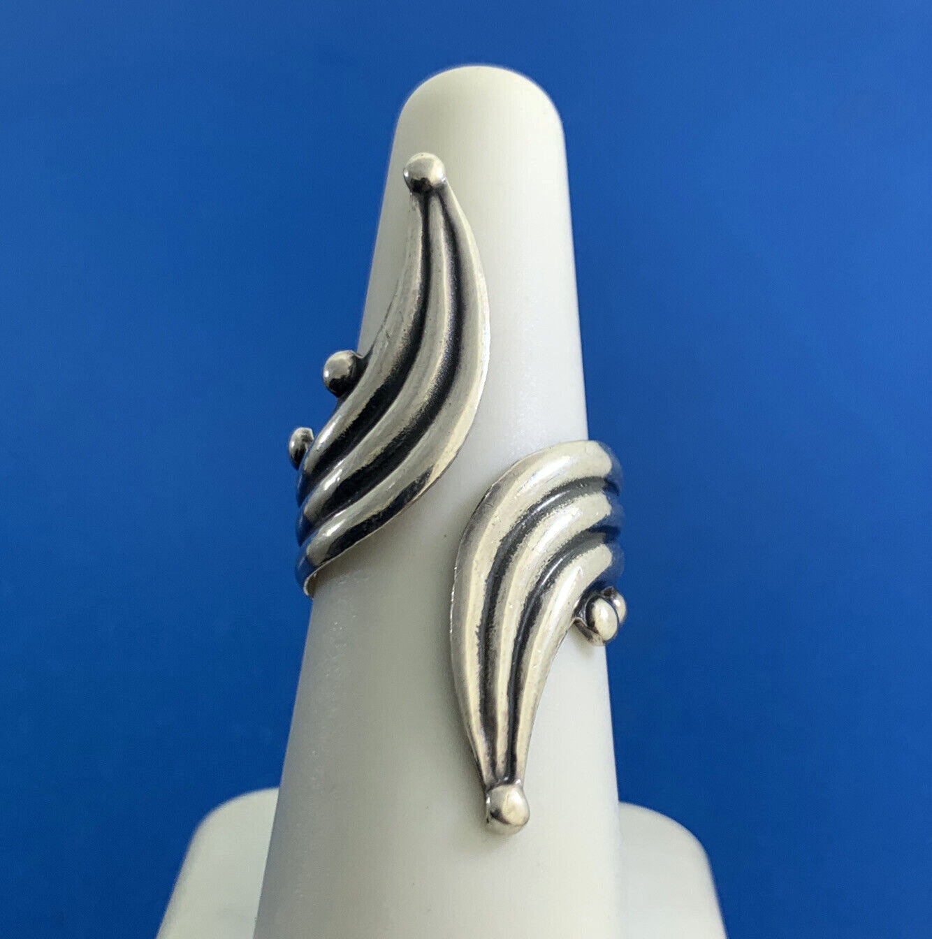 Taxco Mexico RJP 925 Sterling Silver Wrap Texture Statement Finger Ring