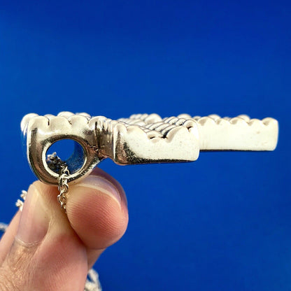 Sterling Silver 925 Intaglio Beaded Cross Religious Communion Pendant Necklace