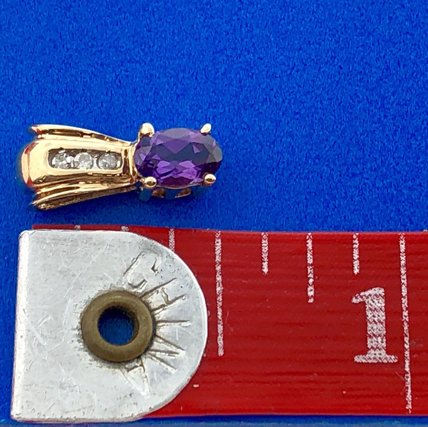 14K Yellow Gold Oval Pink Sapphire Diamond Accent Petite Drop Dangle Pendant