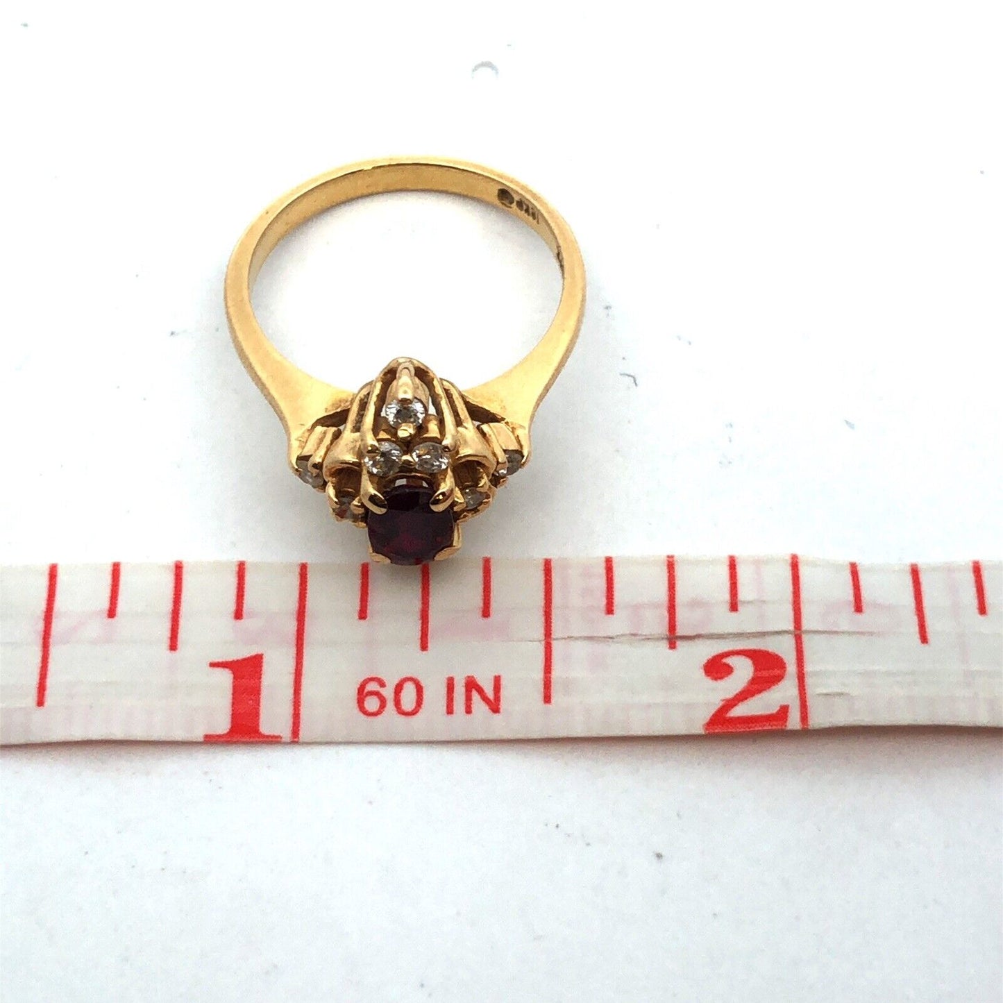 Designer 18K Yellow Gold Ruby Diamond July Anniversary Birthday Ring